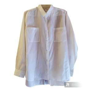 Gap Shirt Womens XL White Sheer Ramie Grass Linen Button Down Long Sleeve Top